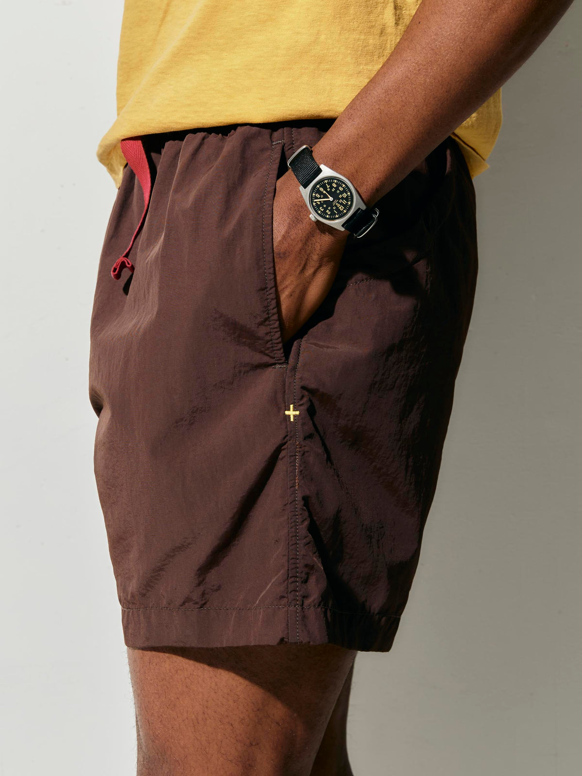 trail short in brown
