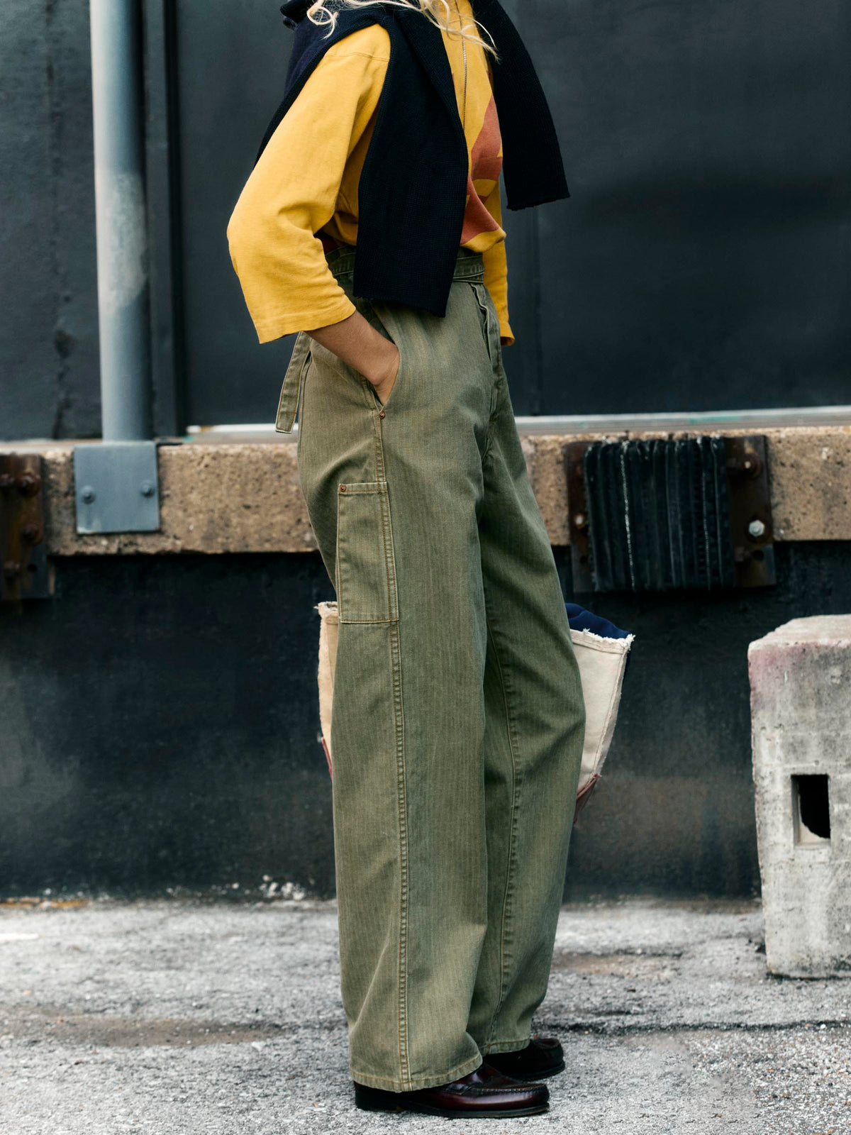 virginia self-tie trouser in herringbone
