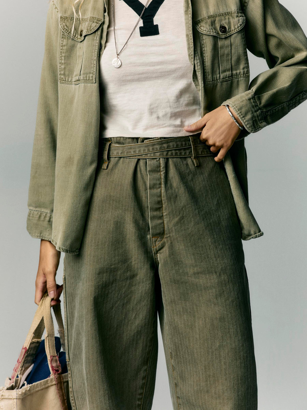 virginia self-tie trouser in herringbone