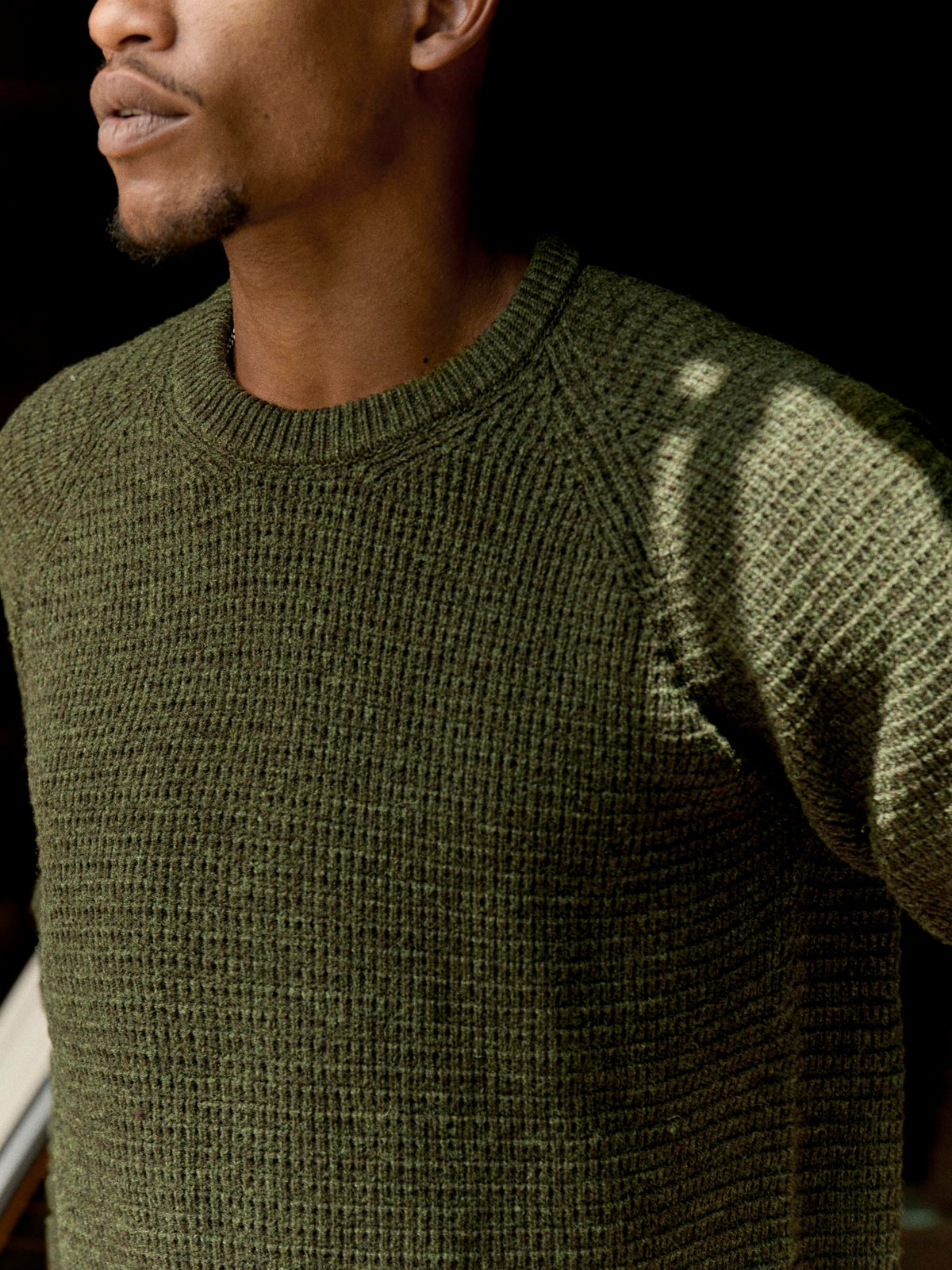 raglan sweater in olive melange