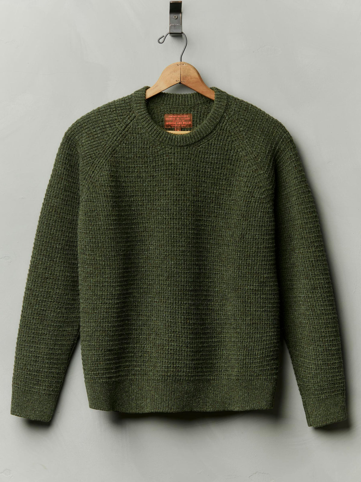 raglan sweater in olive melange