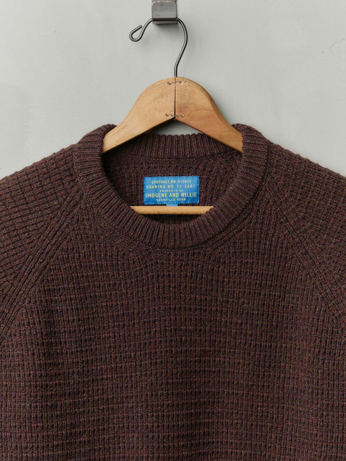 raglan sweater in burgundy melange