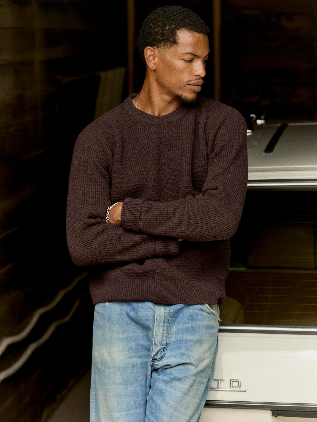 raglan sweater in burgundy melange
