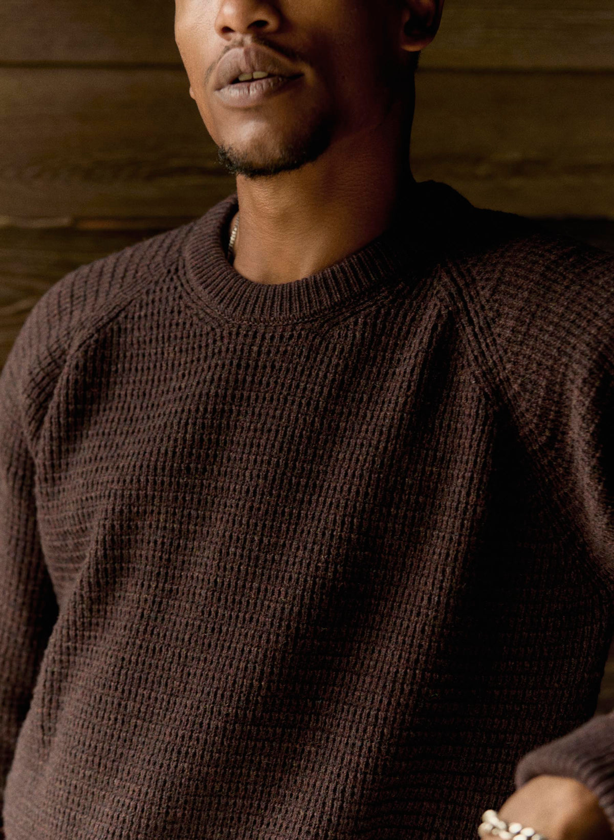 raglan sweater in burgundy melange