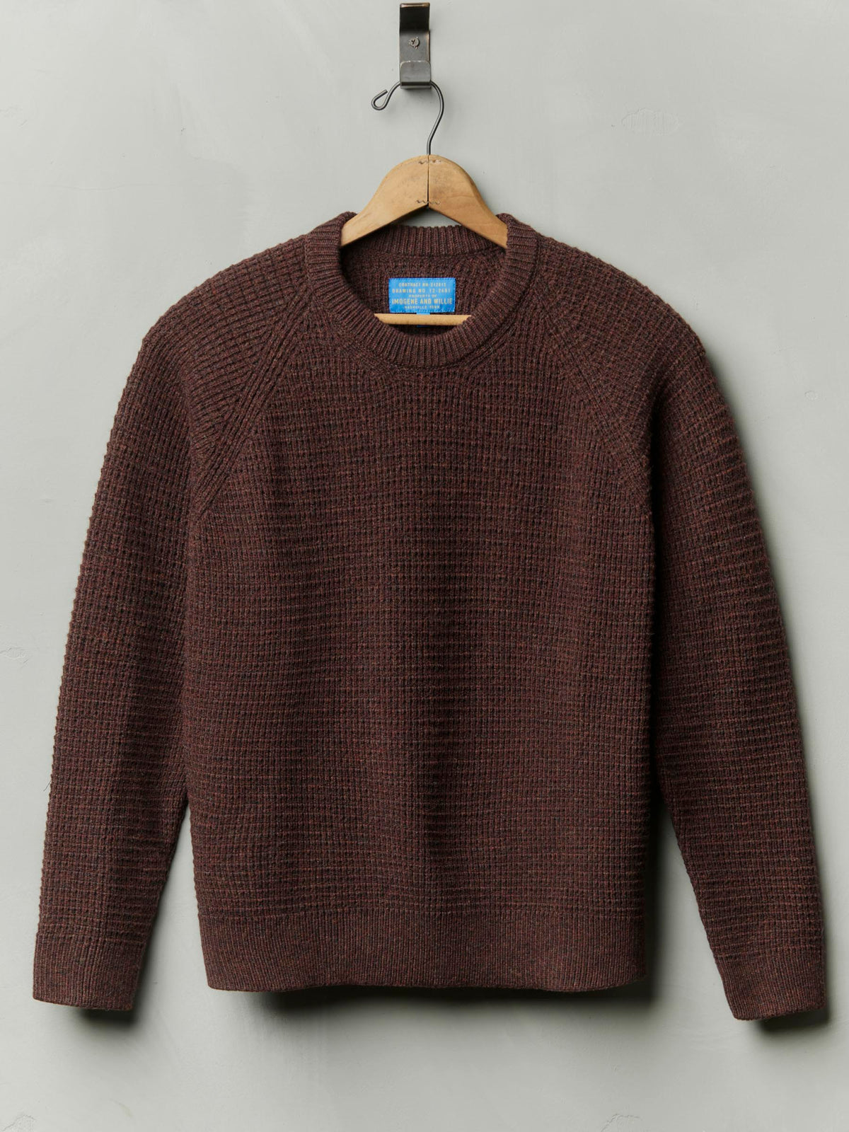 raglan sweater in burgundy melange