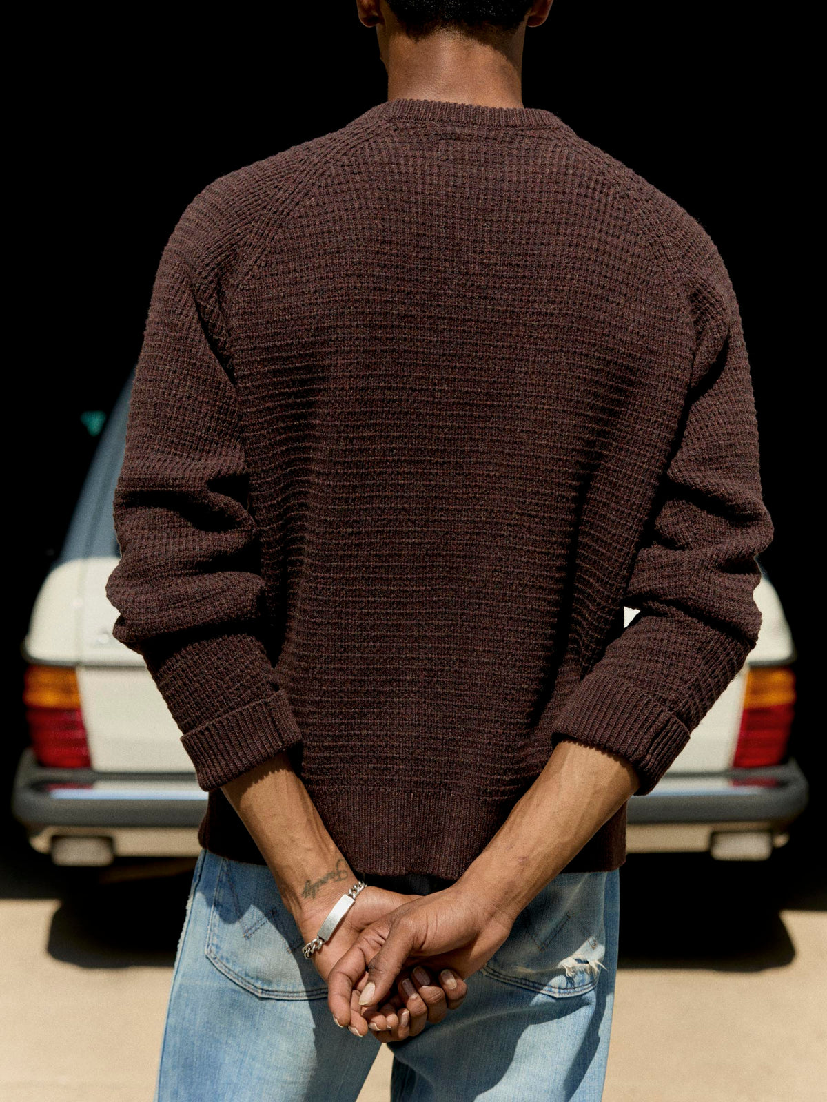 raglan sweater in burgundy melange