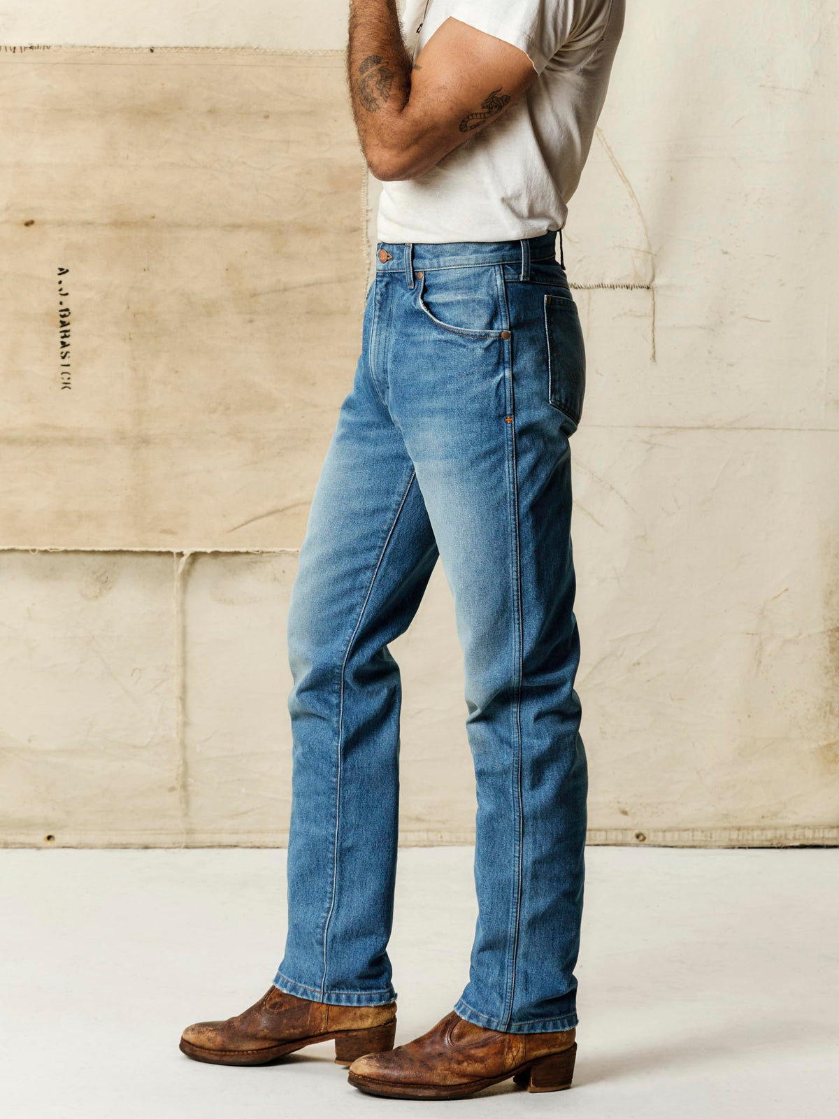 i+w x Wrangler 13MWZ washed indigo