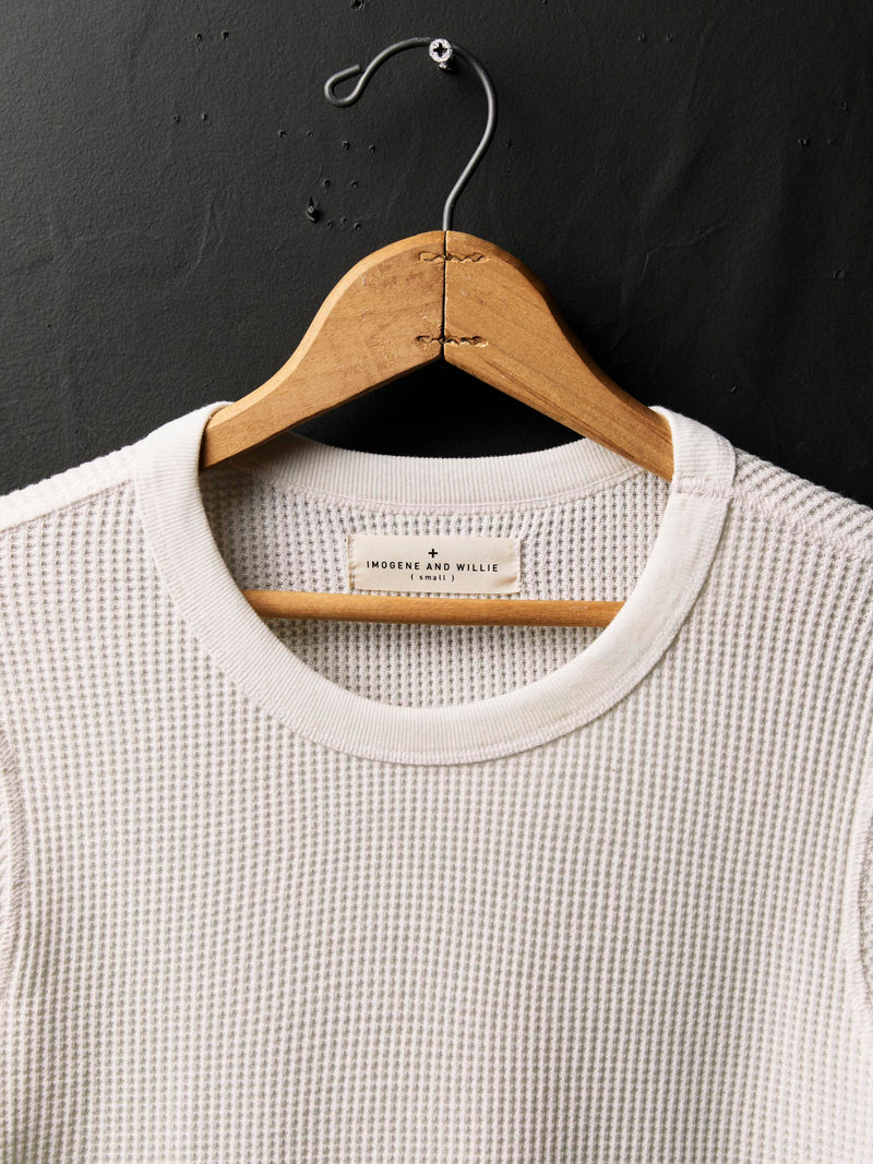 long sleeve waffle thermal in white - Model