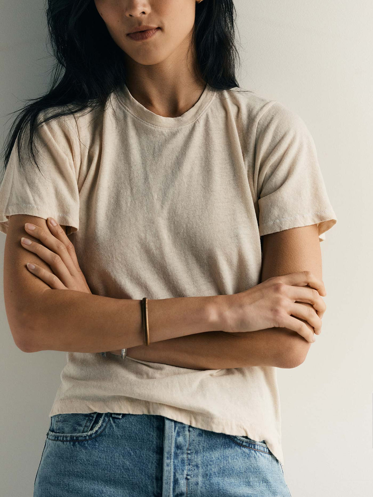 the cotton hemp tee in vintage white