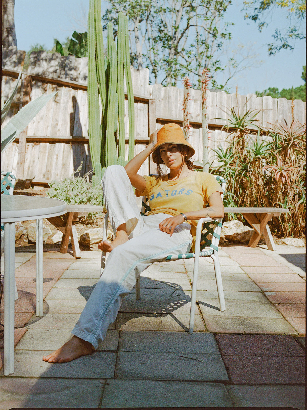 baker striped trouser in white