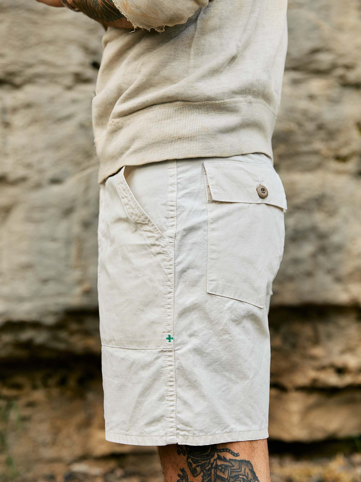 the ripstop fatigue short in stone