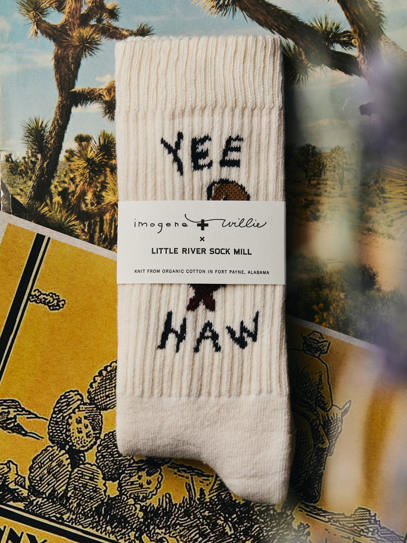 the "yee haw" sock - Model