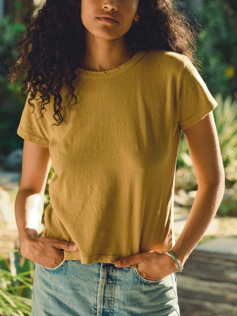 the drop tee in desert green