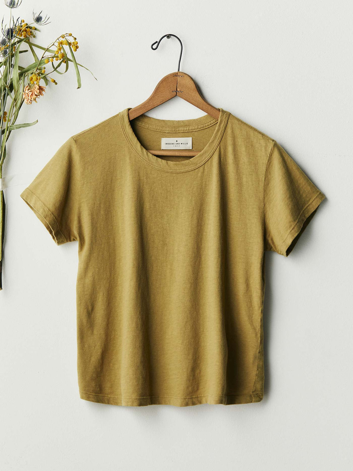 the drop tee in desert green