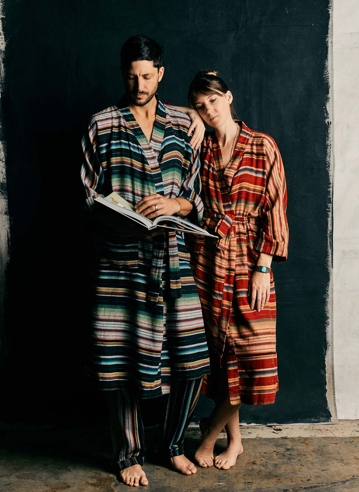 the ojai robe in coastal stripe