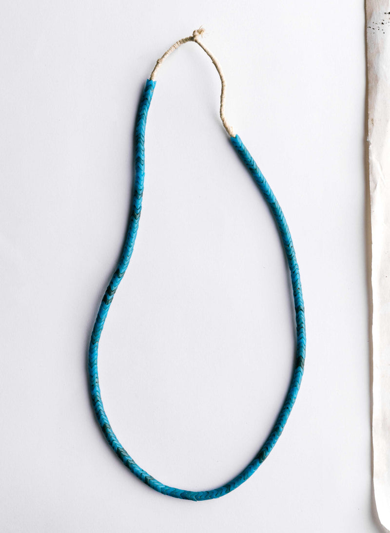 vintage african snake bead necklace in turquoise