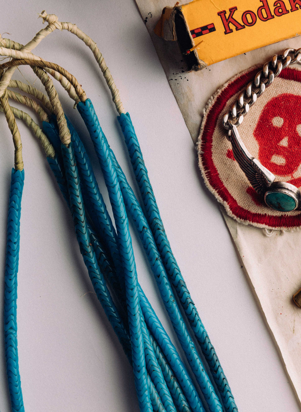 vintage african snake bead necklace in turquoise
