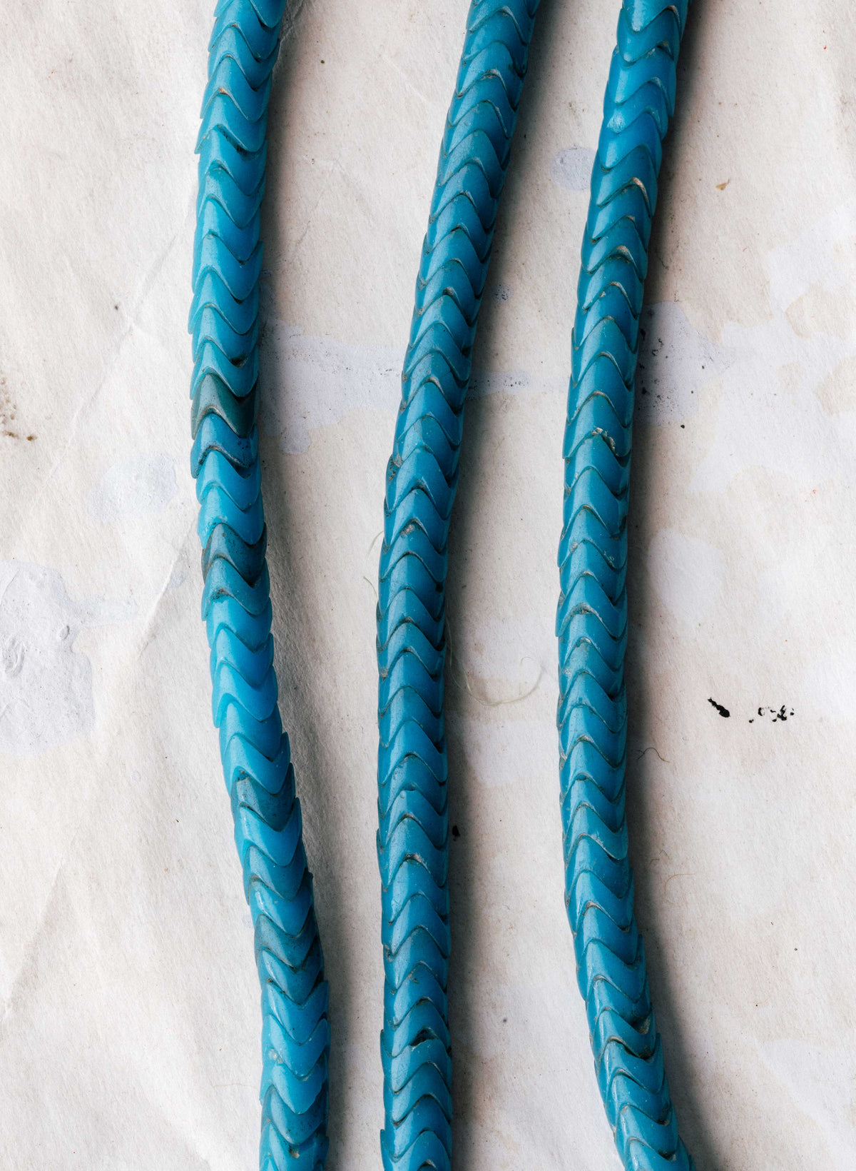 vintage african snake bead necklace in turquoise