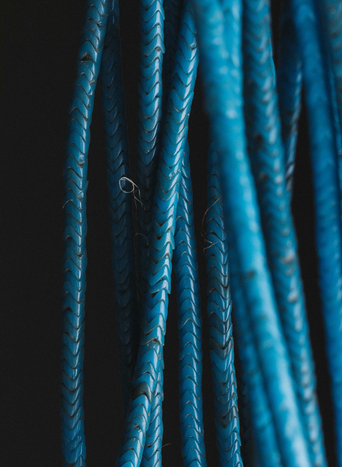 vintage african snake bead necklace in turquoise