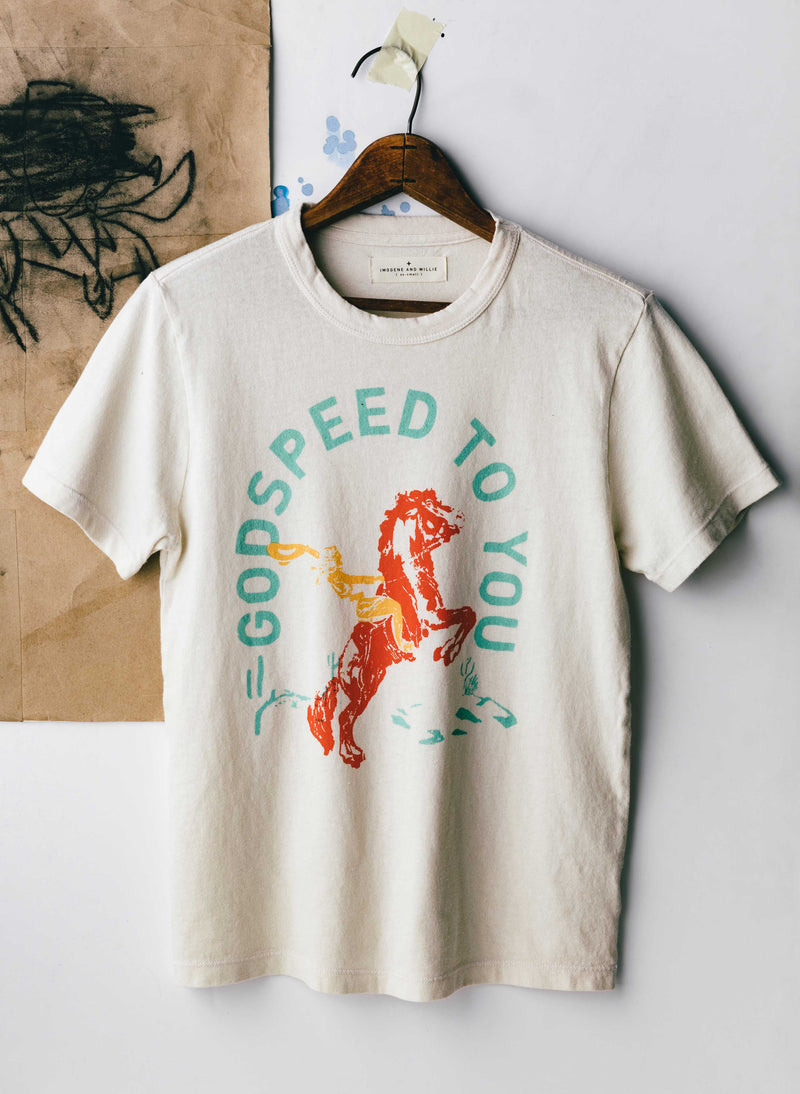 the "godspeed" tee in vintage white