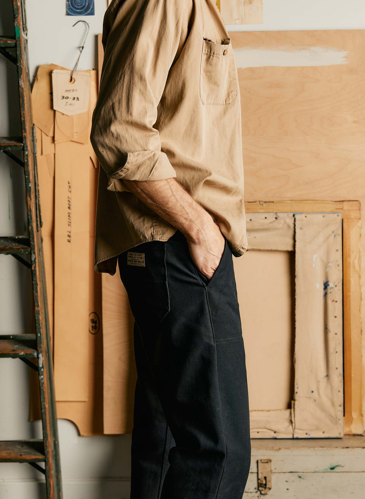 hencye canvas workpant in black